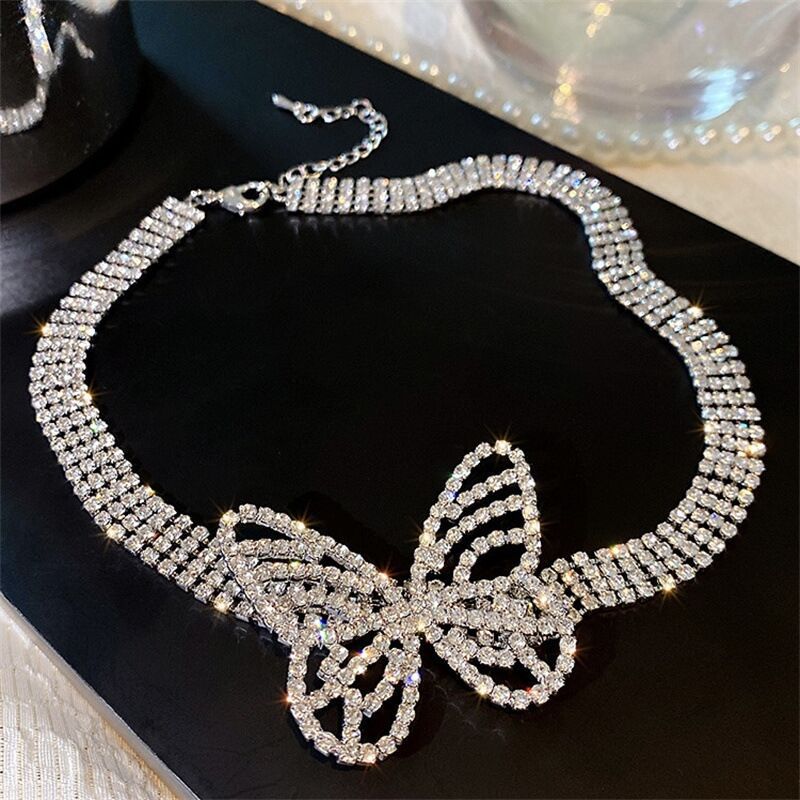 CZ ダイアモンド キラキラ バタフライ ( 蝶 ) チョーカー