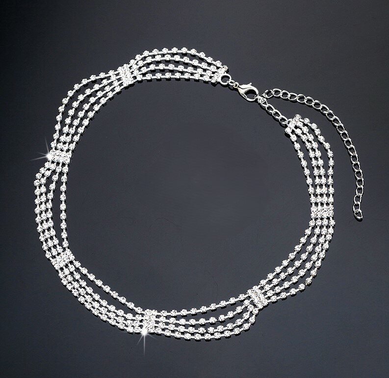 CZダイアモンドプリンセス 4レイヤー ビジュー フリル チョーカー