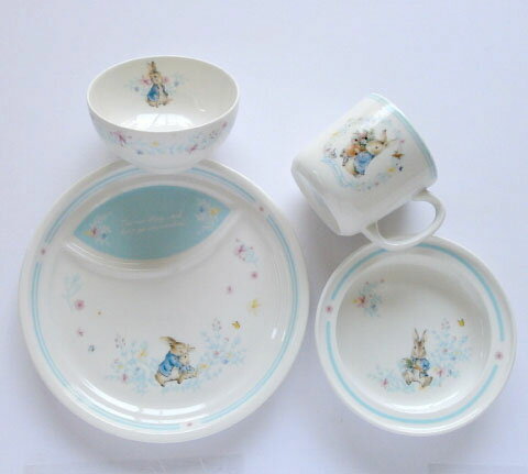 ピーターラビット 食器セット ランチセット ベビー食器 出産祝い 日本製 磁器製 お食事セット 離乳食 電子レンジ使用可 お食い初め 赤ちゃん プレート お食事...