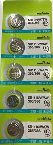 SR1116/W/SW(365/366) 村田製作所 酸化銀ボタン電池1シート(5個パック) 【ムラタmuRata】 SR1116/W/SW(365/366) 村田製作所 酸化銀ボタン電池1シート(5個パック) 【ムラタmuRata】