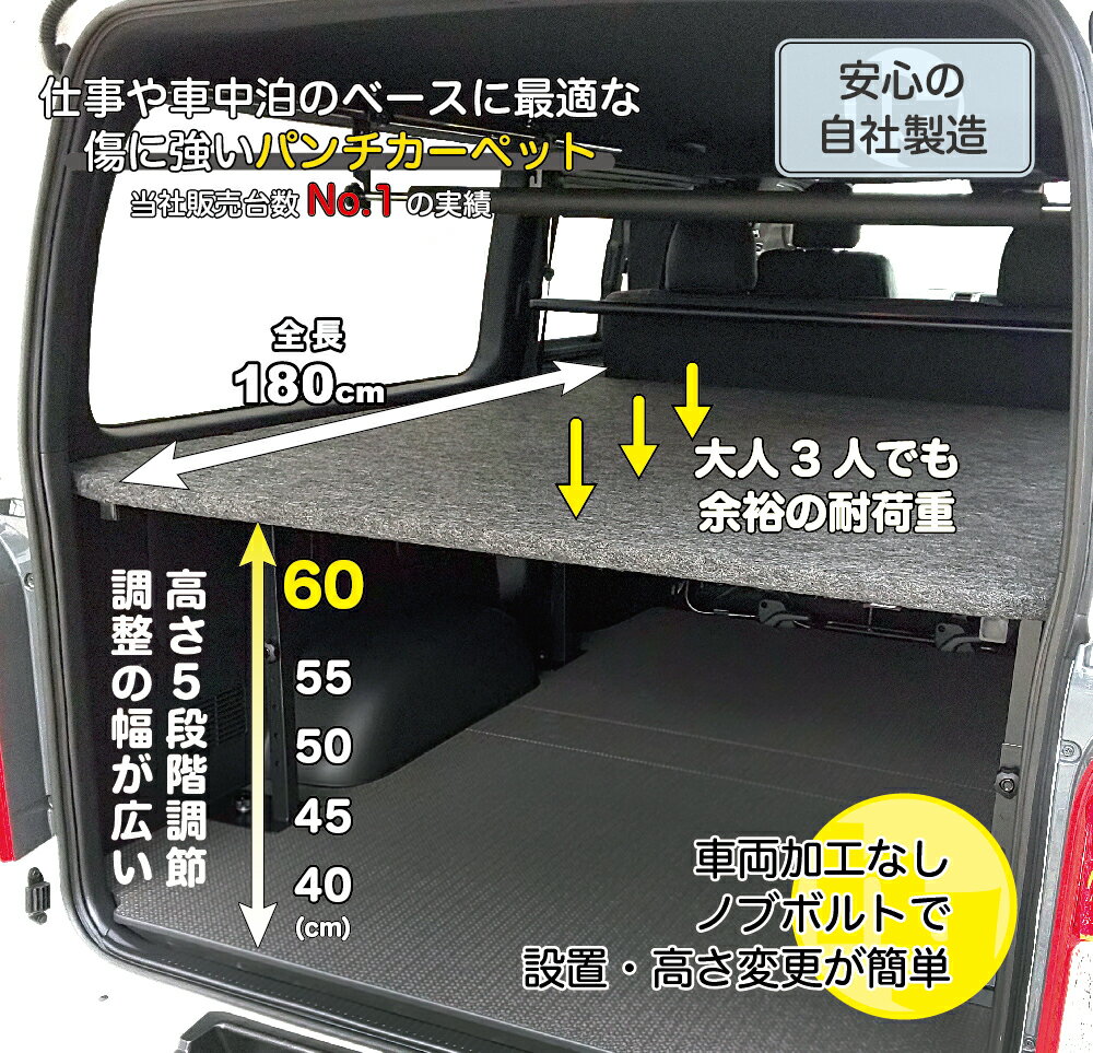 【9型対応】　標準S-GL用 パンチカーペット ベッドキット ハイエース200系 現行対...