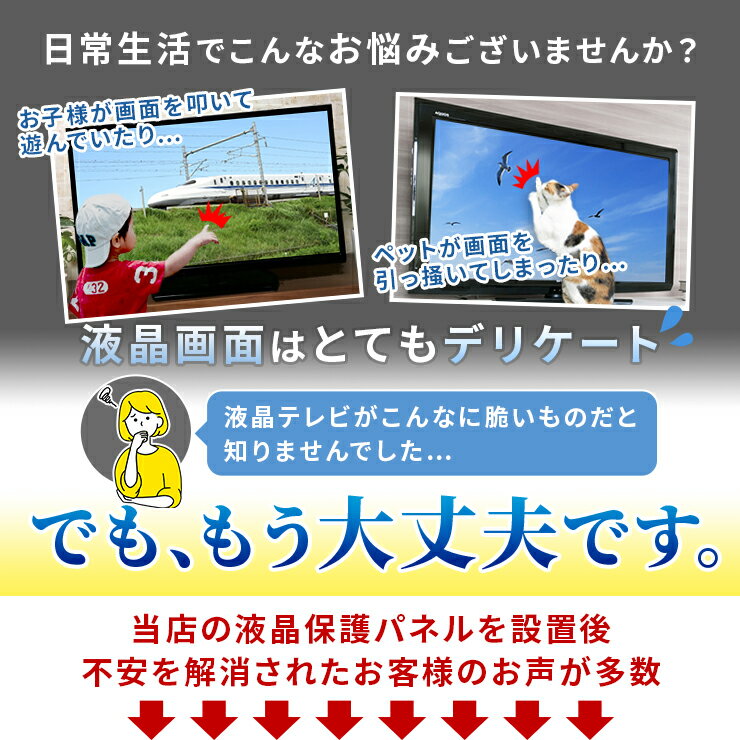 液晶テレビ保護パネル 47型 フラット式 【ブルーライトカット】●47インチ 液晶保護パネル 47V 液晶保護カバー プラズマテレビ・3Dテレビ 頑丈 ワイヤー 傷 防止 安全【返品不可】※こちらの商品はテレビではございません 2