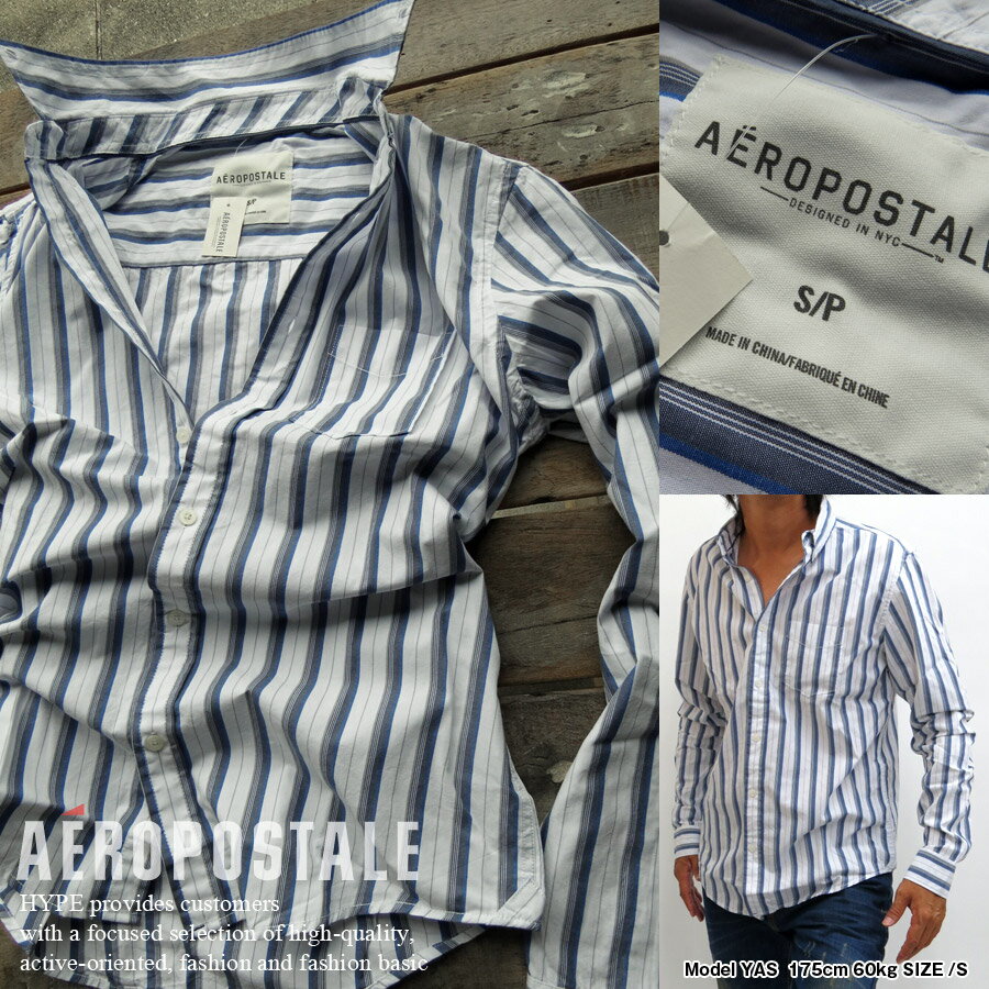 エアロポステール カジュアルシャツ メンズ ボタンダウンシャツ ストライプシャツ 長袖シャツ トップ ...