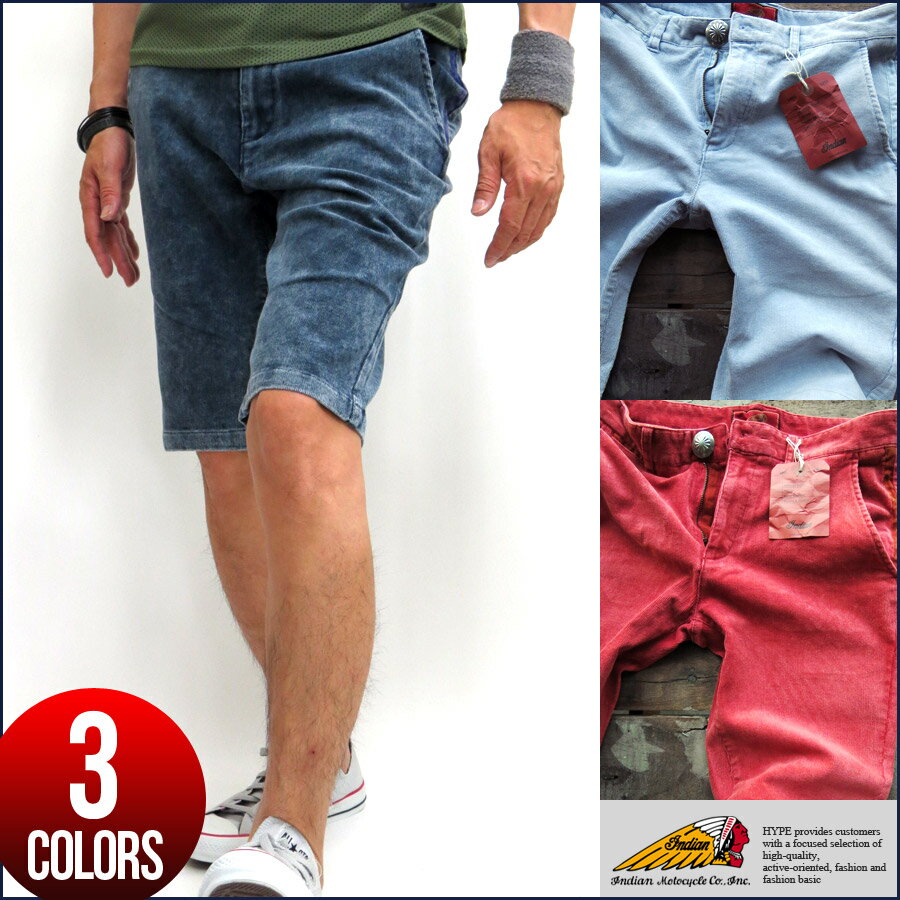 インディアンモトサイクル 6分丈 ハーフパンツ Vintage クロップド ショートパンツ ストレッ ...