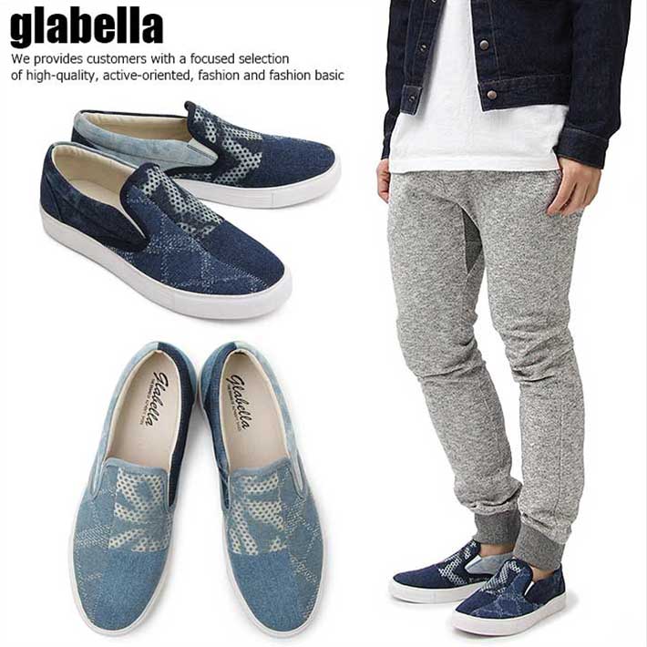 glabella グラベラ スニーカー スリッポン デニム パッチワーク メンズ glbt-140 SD5918686【AM】180422 プレゼント ギフト