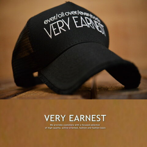 【期間限定価格】メッシュキャップ メンズ キャップ 帽子 VERY EARNEST 85-9852 ロゴ 刺繍 フリンジ ダメージ アメカジ かっこいい Vintage 堅牢ボディー ベルト 調節可 アジャスター アウトドア ブラック 黒 ホワイト 白 NAK 181011