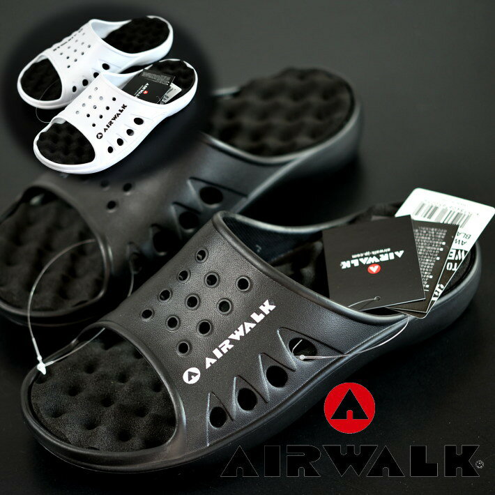 【低反発の凹凸フットベッド】エアウォーク AIRWALK サンダル メンズ シャワーサンダル 軽量 低反発 クッションAW-5001 ブラック 黒 ホワイト 白 プレゼント ギフト