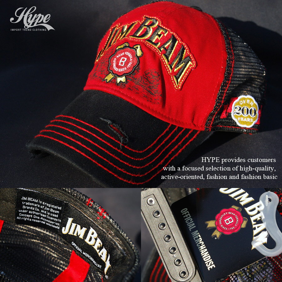 Jim Beam ジム・ビーム キャップ 正規品 メンズ アジャスター メッシュBAJB2277ブラックOfficial licensed products【YDKG-k】【kb】【H-CP】■05121107 プレゼント ギフト