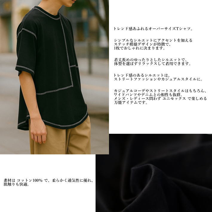 大きいサイズ オーバーサイズ Tシャツ 半袖 メンズ レディース NEK 7987983 ステッ...