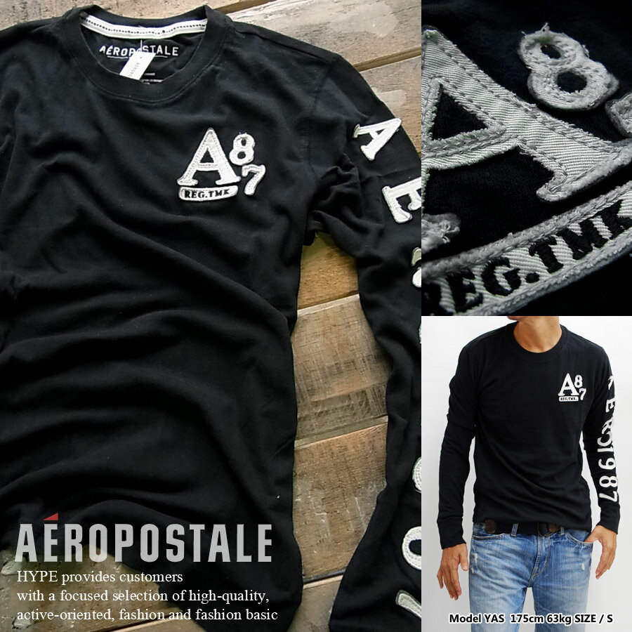 ロンT メンズ エアロポステール 正規品 長袖Tシャツ アップリケ アメカジトップス 6002-64 ...