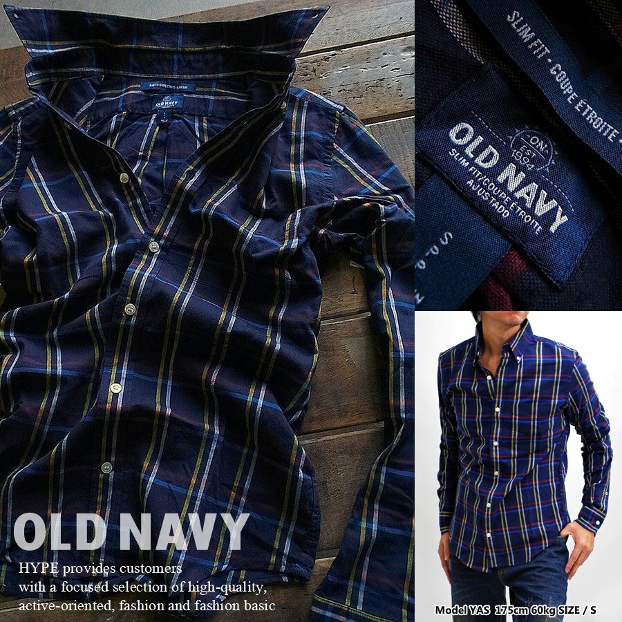 OLD NAVY オールドネイビ－ カジュアルシャツ メンズ ボタンダウンシャツ 長袖シャツ 正規品648173-05-1 ネイビーチェック【あす楽対応】【YDKG-k】【kb】OLD NAVY 【H-SH】■01140204 プレゼント ギフト