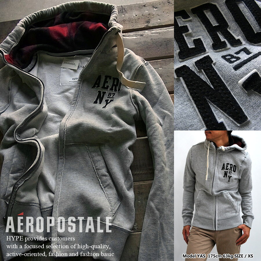 エアロポステール パーカー メンズ フルジップパーカー アメカジ 正規品 アップリケ ライトアウター ...