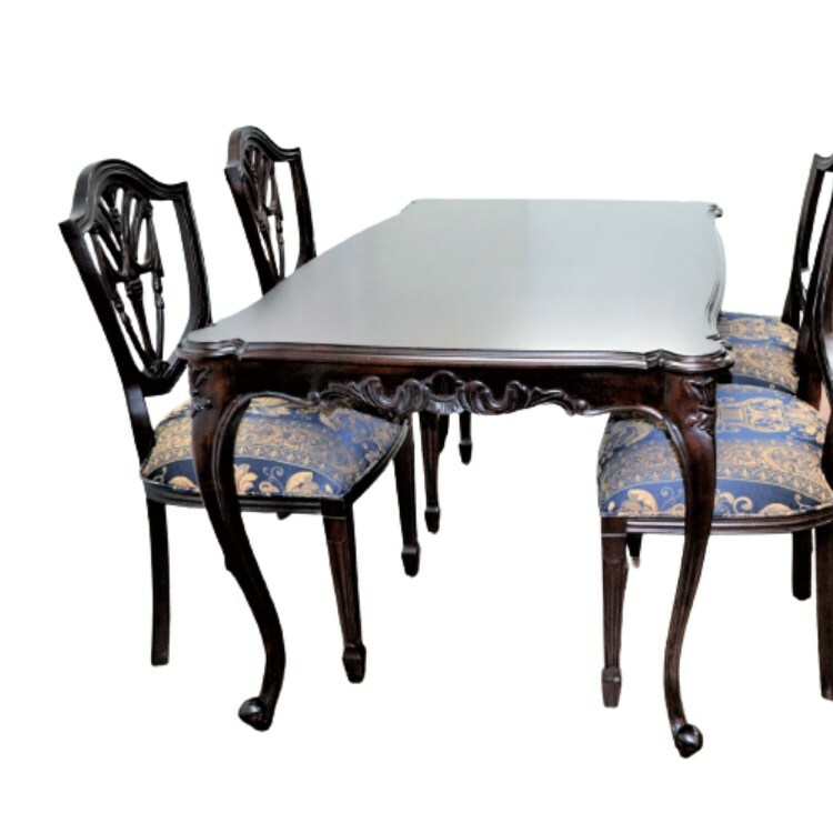 ダイニングテーブルセット 4人掛け マホガニー 150cm ダイニングセット 4人 木製 テーブル 無垢 食卓 ダイニングチェア 4脚 イギリス アンティーク ヨーロピアン クラシック バリーウィリアム 送料無料 開梱設置 [3]