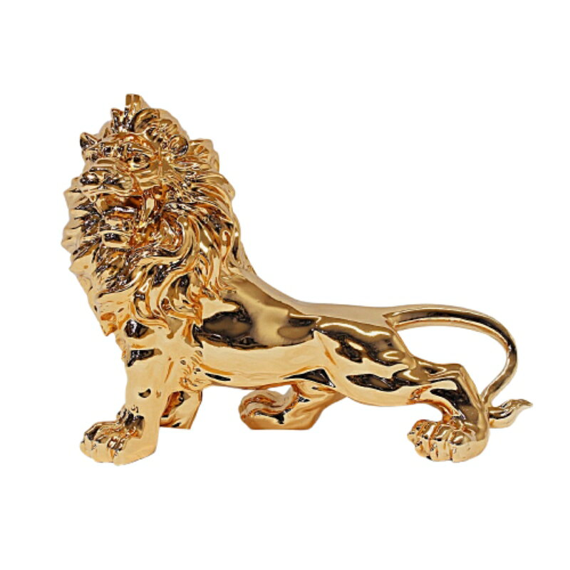 ライオン 置物 金 オブジェ ゴールド W 38 オーナメント LION 獅子 動物 アニマル 風水 雑貨 金色 インテリア ヨーロピアン クラシック アンティーク 輸入雑貨 父の日 新築祝 開店祝 ギフト 送料無料 [2]