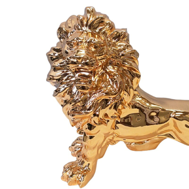 ライオン 置物 金 オブジェ ゴールド W 38 オーナメント LION 獅子 動物 アニマル 風水 雑貨 金色 インテリア ヨーロピアン クラシック アンティーク 輸入雑貨 父の日 新築祝 開店祝 ギフト 送料無料 [3]