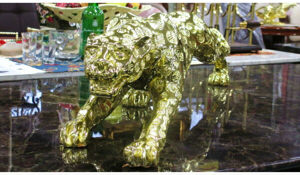 ヒョウ 置物 動物 オブジェ 100cm レオパード ゴールド オーナメント 金 豹 ひょう パンサー アニマル おしゃれ 大きい インテリア 雑貨 輸入雑貨 送料無料 [2]