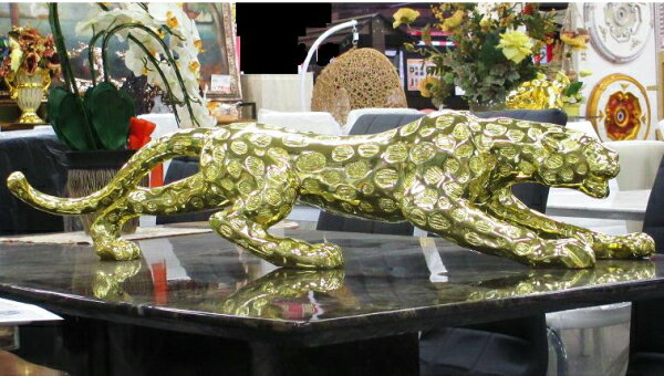 ヒョウ 置物 動物 オブジェ 100cm レオパード ゴールド オーナメント 金 豹 ひょう パンサー アニマル おしゃれ 大きい インテリア 雑貨 輸入雑貨 送料無料