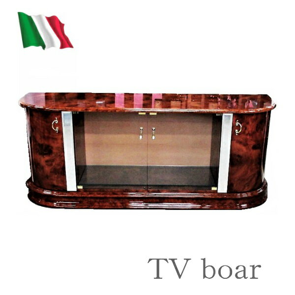 Rakuten - イタリア製 テレビボード テレビ台 エディローズ ウォールナット ブラウン 鏡面仕上 TV台 TVボード ローボード 収納　オーディオ収納 アンティーク クラシック イタリア家具 ヨーロピアン 輸入家具 送料無料 開梱設置