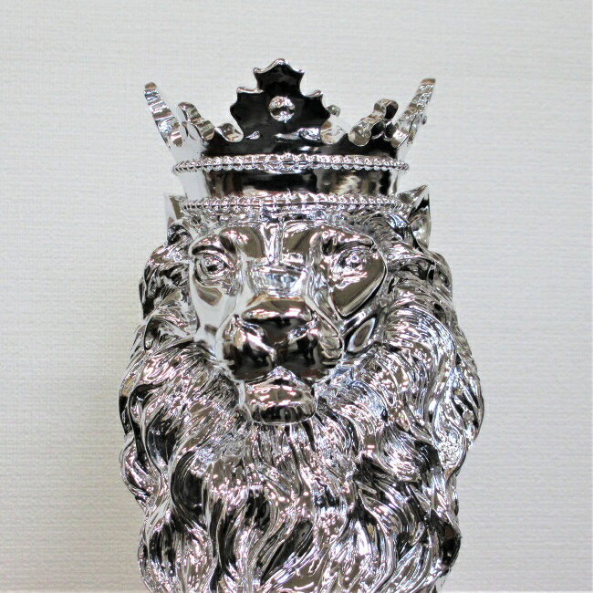 ライオン 置物 シルバー オブジェ 銀色 オーナメント LION 獅子 動物 風水 インテリ アニマル 雑貨 ヨーロピアン クラシック アンティーク 輸入雑貨 父の日 贈り物 ギフト 送料無料の商品画像 3