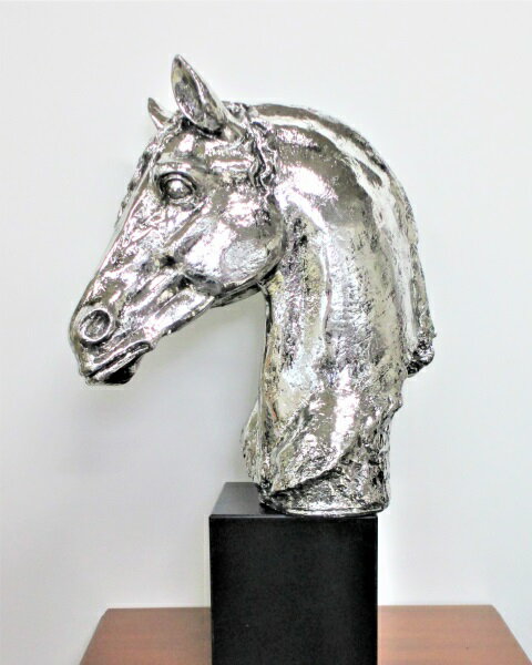 馬 置物 ホースヘッド オブジェ シルバー 完成品 インテリア 雑貨 動物 アニマル 大きい 店舗什器 オーナメント おしゃれ かわいい アンティーク ヨーロピアン 北欧 クラシック レトロ 送料無料 [2]
