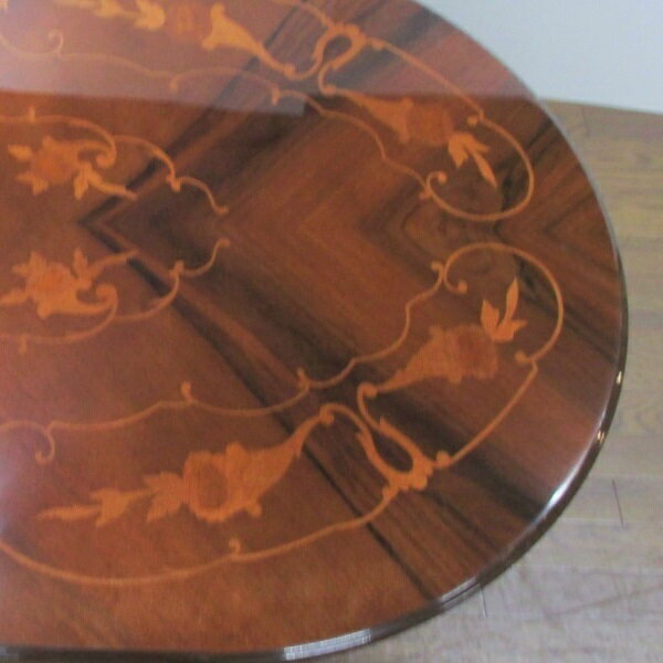 ダイニングテーブルセット 4人掛け 5点 135 象嵌入り イタリア製家具 楕円 オーバル 一本脚 ダイニングチェア 4脚 補強付き ボタニカル柄 ホワイト 象嵌細工 猫脚 ヨーロピアン アンティーク クラシック 輸入家具 送料無料 開梱設置付 [2]