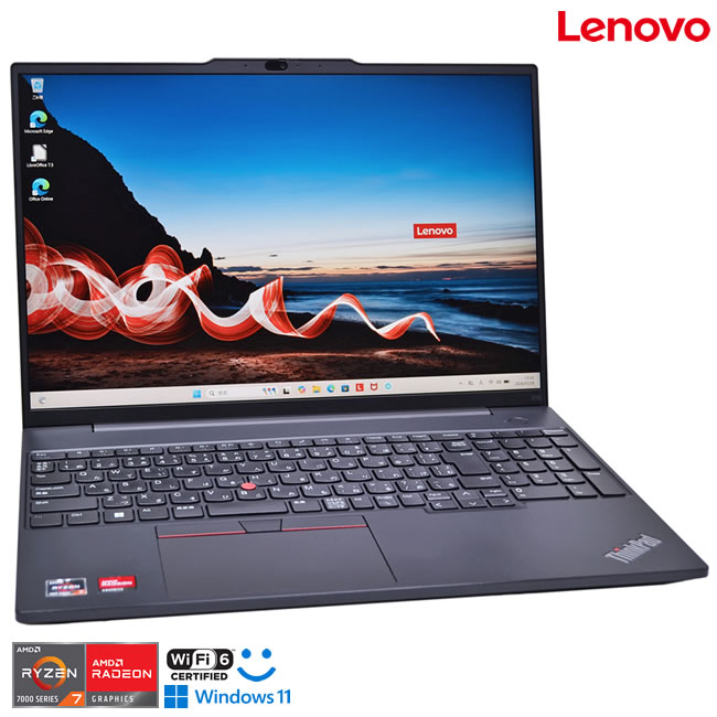 16型 WUXGA メモリ16G M.2SSD512G Lenovo ThinkPad E16 Gen1 Ryzen7 7730U with Radeon 顔認証 Wi-Fi6 USBType-C【中古】