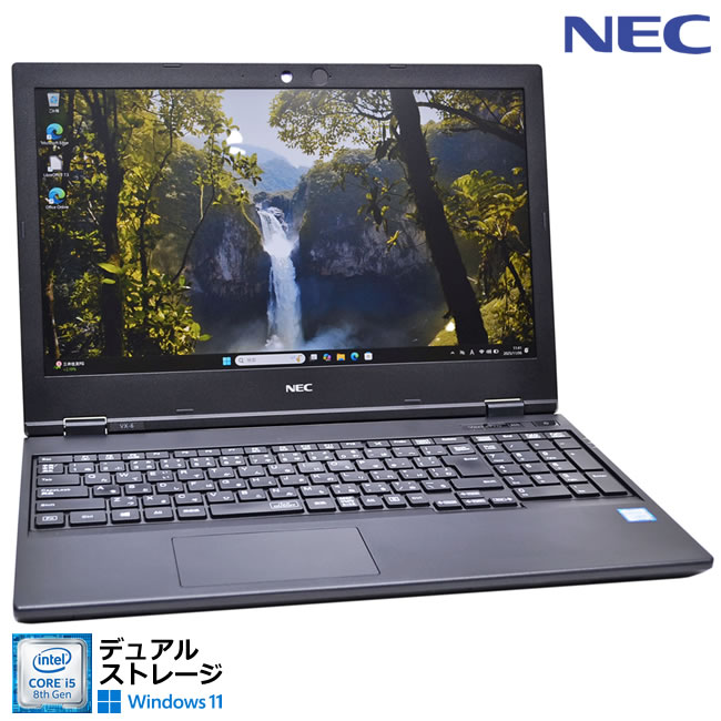 フルHD 15.6型 NEC VersaPro VKT16/X-6 Corei5 8265U m.2SSD256G HDD500G メモリ8G Webカメラ Wi-Fi USBType-C Windows11【中古】