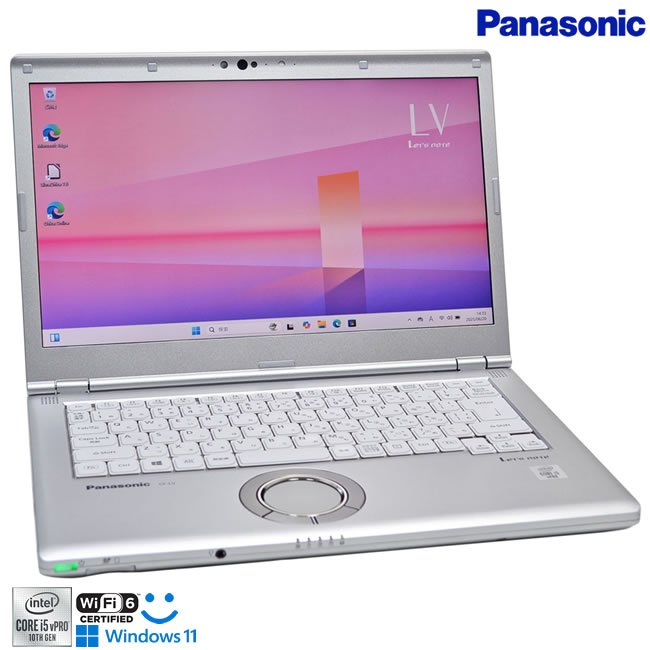 顔認証 Wi-Fi6 14型 Panasonic Let's note LV9 Core i5 10310U フルHD M.2SSD256G メモリ8G Wi-Fi USBType-C Windows11【中古】のサムネイル