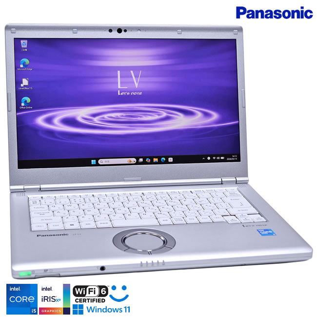 美品 フルHD 14型 Panasonic Let's note LV1 Core i5 1145G7 IrisXe M.2SSD256G メモリ8G 顔認証 Wi-Fi6 USBType-C Windows11【中古】