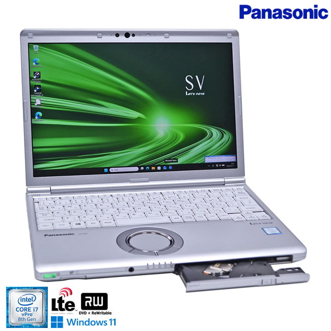 LTE 顔認証 メモリ16G m.2SSD512G Panasonic Let's note SV8 Core i7 8665U Wi-Fi マルチ Webカメラ Windows11【中古】