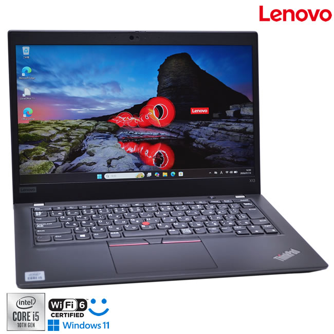 顔認証 Wi-Fi6 フルHD Lenovo ThinkPad X13 第10世代 Core i5 10310U M.2SSD256G メモリ8G Webカメラ USBType-C Windows11【中古】