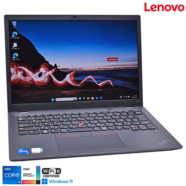 第12世代 Core i5 1235U IrisXe Lenovo ThinkPad L13 gen3 メモリ16G M.2SSD256G Wi-Fi6 Webカメラ USB4Type-C Windows11【中古】