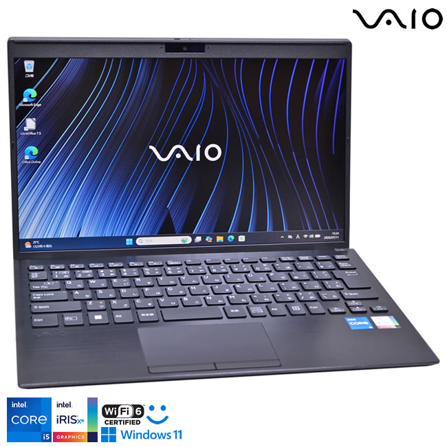 フルHD Wi-Fi6 顔認証 VAIO Pro PG VJPG21 第12世代 Core i5 1235U IrisXe メモリ16G M.2SSD256G Webカメラ USBType-C Windows11【中古】
