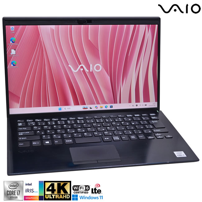 4K 14.0型 SIMフリー VAIO Pro PK VJPK13C12N Core i7 1065G7 IrisPlus メモリ16G M.2SSD128G Wi-Fi6 Webカメラ USBType-C Windows11【中古】