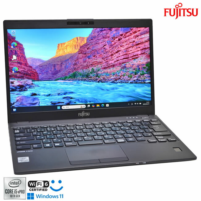 フルHD 13.3型 富士通 LIFEBOOK U9310/D Wi-Fi6 顔認証 第10世代 Core i5 10310U M.2SSD256G メモリ8G Webカメラ USBType-C Windows11【中古】