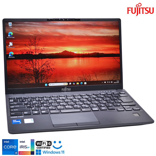 フルHD 顔認証 Wi-Fi6 富士通 LIFEBOOK U9311/F Core i5 1145G7 IrisXe M.2SSD256G メモリ8G Type-C Windows11【中古】