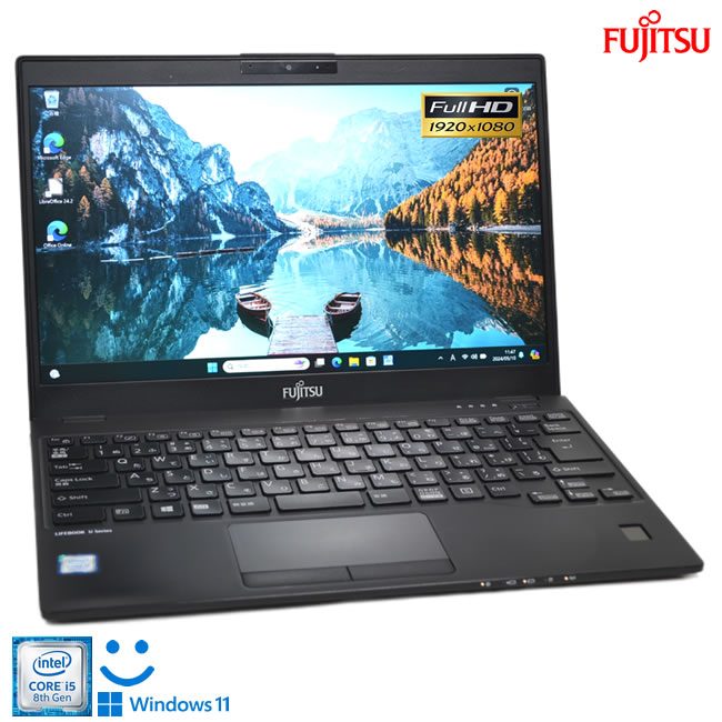 フルHD 13.3型 モバイル 富士通 LIFEBOOK U939/B 顔認証 Webカメラ Core i5 8365U m.2SSD256G メモリ8G Wi-Fi USBType-C Windows11【中古】