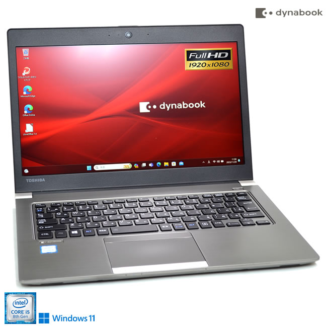 tHD 13.3^ m[gp\R   dynabook R63/M Core i5 8250U M.2SSD256G 8GB WebJ Wi-Fi Bluetooth Windows11yÁz