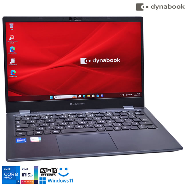 Core i7 1185G7 IrisXe Wi-Fi6 顔認証 dynabook G83/HU メモリ16G M.2SSD512G Webカメラ USBType-C 13.3型 モバイル Windows11【中古】