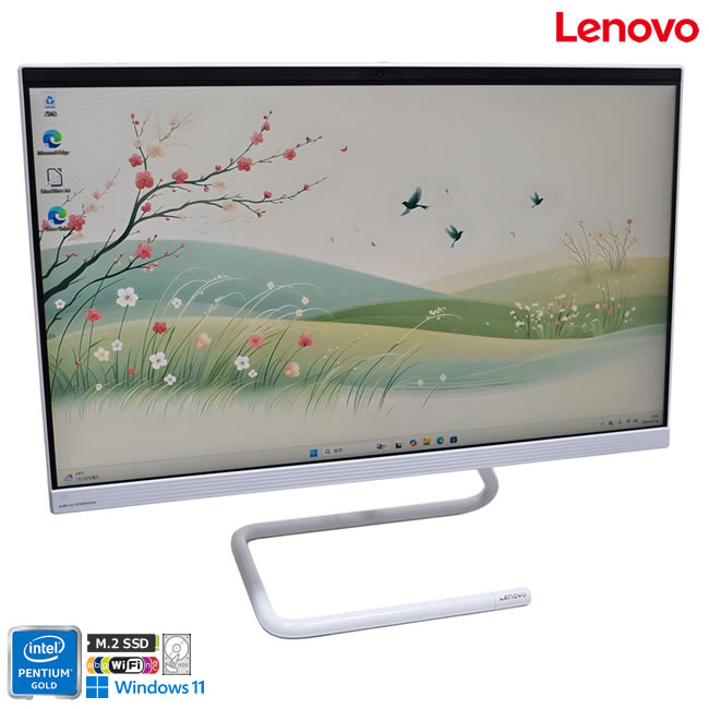 23.8型 FHD Lenovo IdeaCentre AiO 3 24IMB05 PentiumGold G6400T m.2SSD128G HDD500G メモリ8G Wi-Fi マルチ Webカメラ 液晶一体型 Windows11【中古】