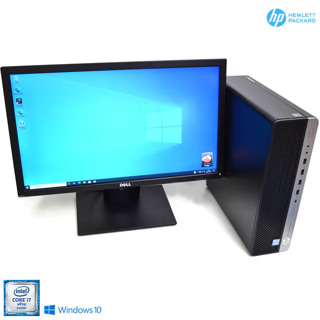 フルHD 21.5型液晶セット HP EliteDesk 800 G3 SFF Core i7 6700 M.2SSD256G HDD2000G メモリ8G USBType-C Windows10【中古】