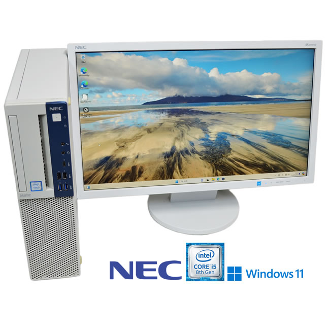 23型 液晶セット メモリ16G NEC Mate MKM30/B-4 Core i5 8400 m.2SSD256G HDD500G USBType-C フルHD Windows11【中古】