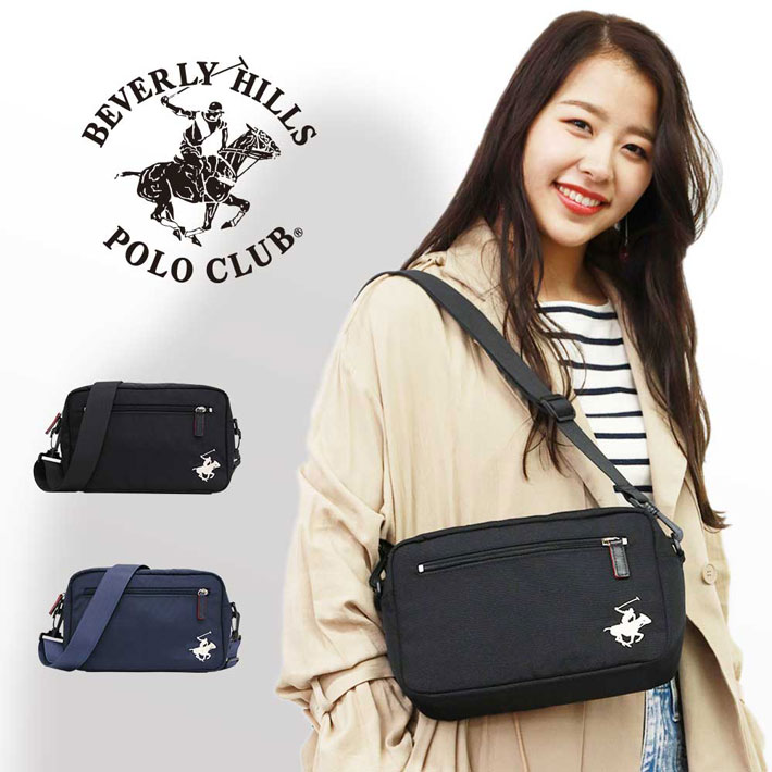 バリー バッグ メンズ 最大300円OFFクーポン配布中！5/16 1:59まで BEVERLY HILLS POLO CLUB ビバリーヒルズポロクラブ BHC005 ショルダーバッグメンズ レディース ブラック ネイビー ロゴ 送料無料 母の日