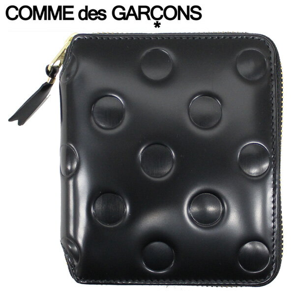 Wallet Comme des Garcons ウォレット コム デ ギャルソン DOT EMBOSSED ドット エンボスド SA2100NE ポルカドット コインケース財布 コンパクト財布 ラウンドファスナー レザー 本革 メンズ レディース ブラックプレゼント ギフト 通勤 通学 送料無料 父の日