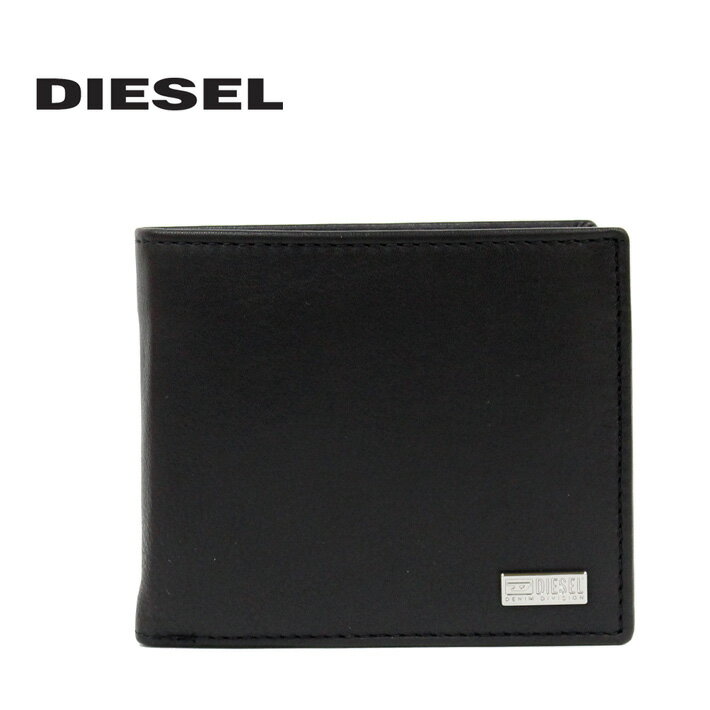 ディーゼル 革二つ折り財布 メンズ DIESEL ディーゼル Bi-Fold Coin S 二つ折り財布札入れ コインケース 財布 メンズ レディース ブラック X09542 PR227 T8013レザー 本革 プレゼント ギフト 通勤 通学 送料無料 父の日