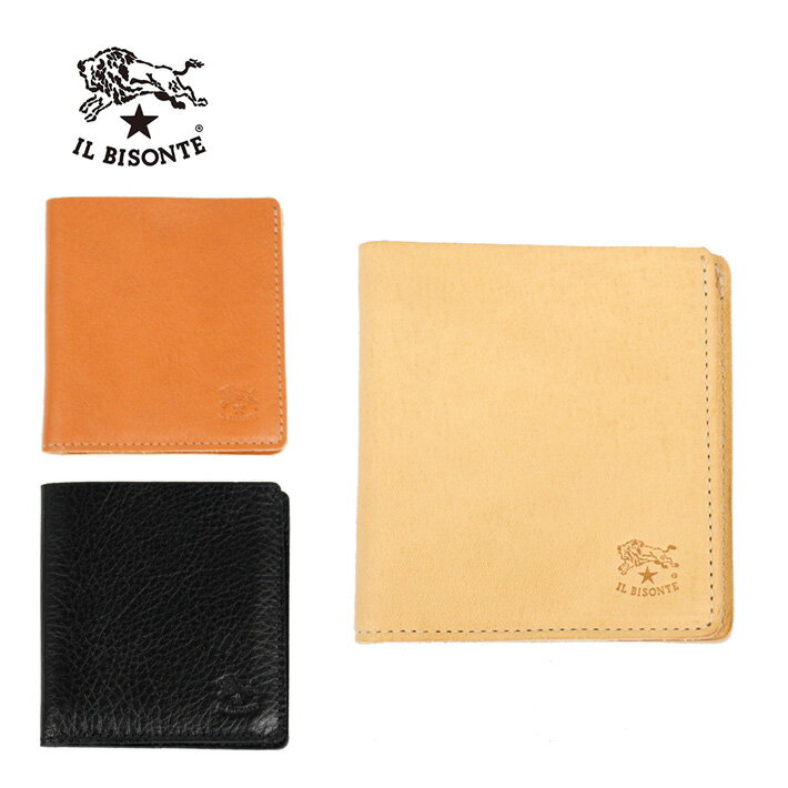 イルビゾンテ バッグ メンズ IL BISONTE イルビゾンテ BI FOLD WALLET SBW004-PV0005 二つ折り財布札入れ カードケース ブラック 牛革 本革 レザーBK110 CA101 NA106 メンズ レディース プレゼント ギフト 通勤 通学 送料無料 父の日