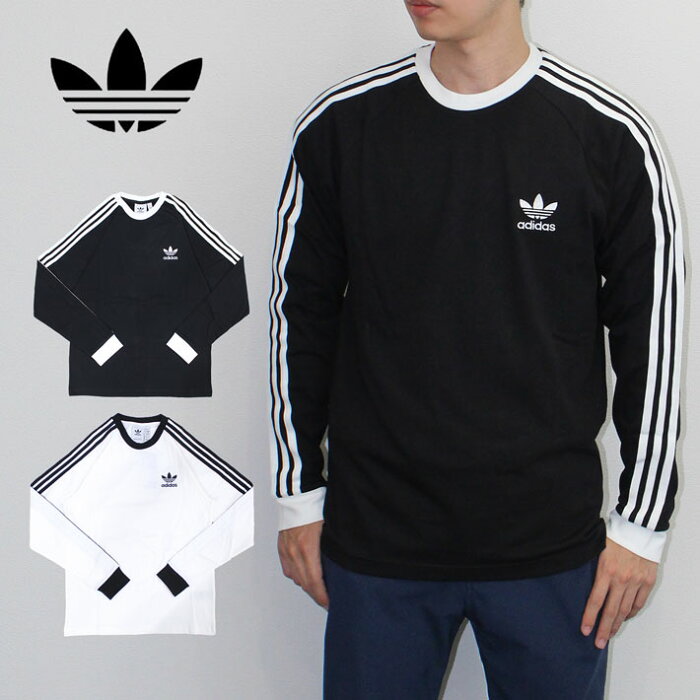 adidas Originals アディダス オリジナルス CLASSICS 3-STRIPES LONG SLEEVE TEE アディカラー クラシックス 3ストライプス 長袖Tシャツ長袖 Tシャツブラック ホワイト メンズ GN3477 GN3478ロンT トップス プレゼント ギフト 通勤 通学 送料無料