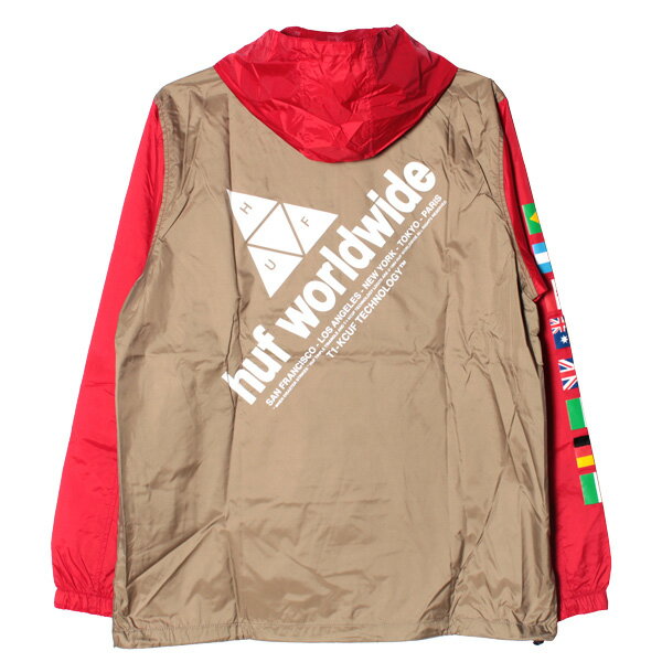 HUF ハフ FLAGS ANORAK JACKET フードアノラック ジャケットブルゾン ジャケット 長袖 メンズ レッド ネイビー JK00274プレゼント ギフト 通勤 通学 送料無料