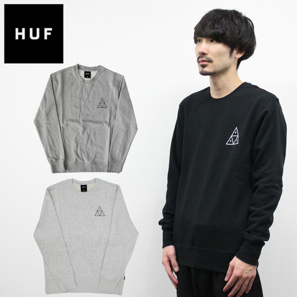 HUF ハフ ESSENTIALS TT CREW エッセンシャル クルーネック ロゴトレーナー 長袖 メンズ ブラック PF00101プレゼント ギフト 通勤 通学 送料無料