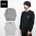 HUF ハフ ESSENTIALS TT CREW エッセンシャル クルーネック ロゴトレーナー 長袖 メンズ ブラック PF00101プレゼント ギフト 通勤 通学 送料無料 母の日